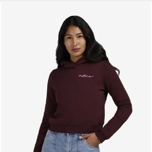 NWT Nike Women’s Burgundy Pullover Hoodie with Pink Script Logo